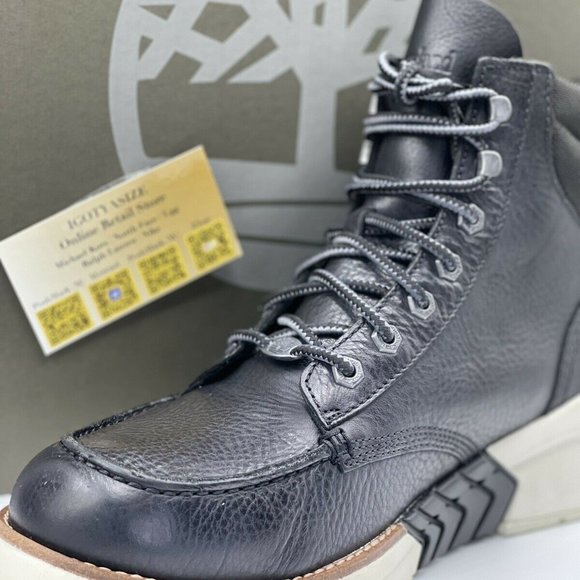 TIMBERLAND M.T.C.R MOC TOE BLACK LEATHER SNEAKER BOOTS [A27VE763] - Picture 6 of 12